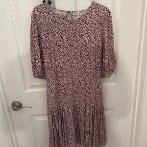 Free People Maroon and Cream Floral Mini Dress